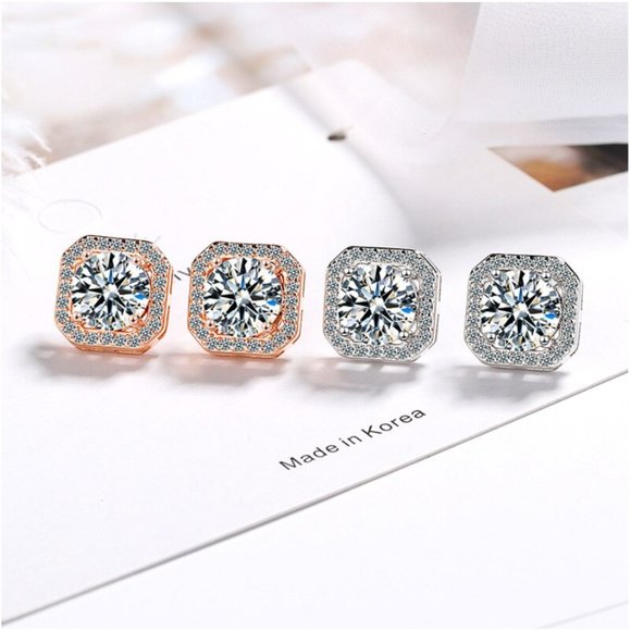 NEW 925 Silver Crystal Stud Earrings - Picture 2 of 8